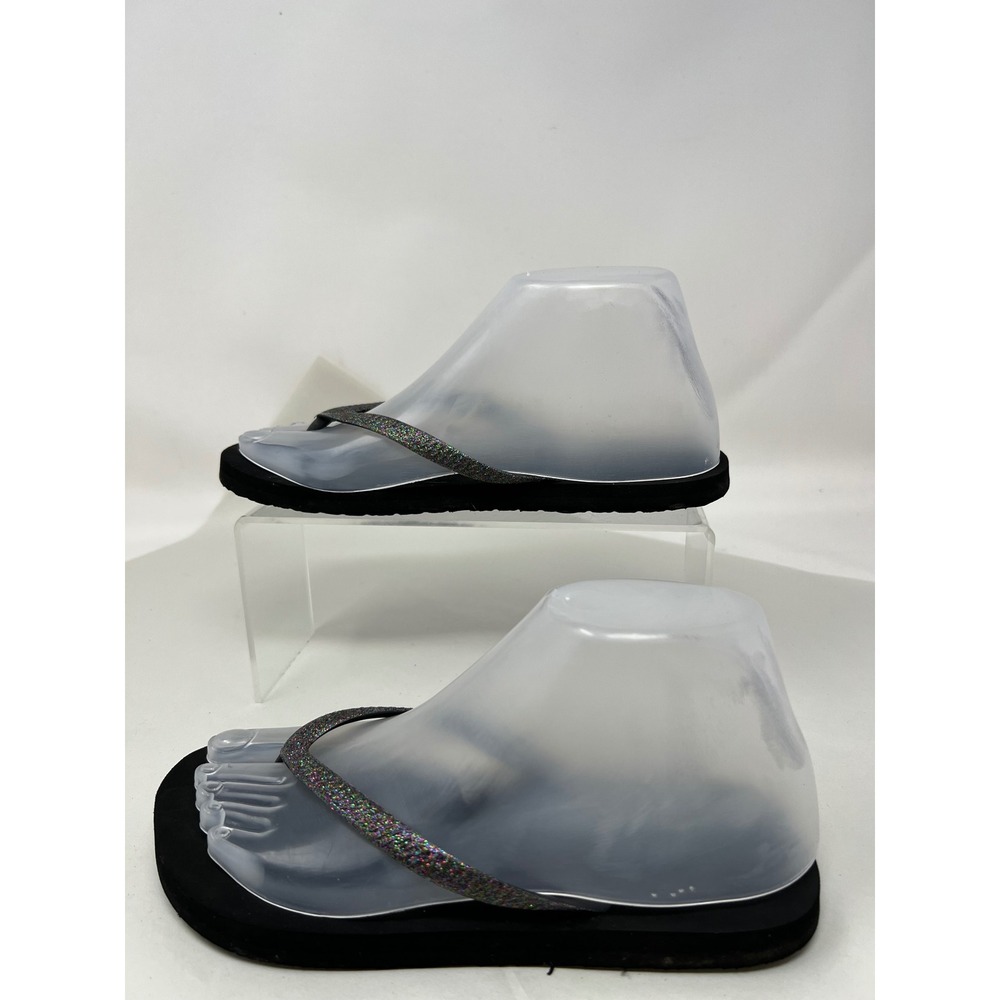No Boundaries Glitter Strap Platform Flip Flops Womens 6 Blk Sparkle Sandals